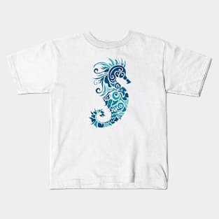 Aqua Seahorse Design Kids T-Shirt